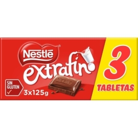 CHOCOLATE CON LECHE EXTRAFINO NESTLE PACK 3X125 GR