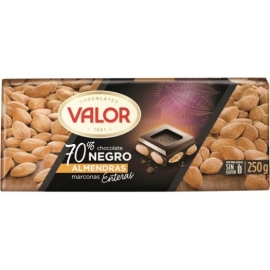 CHOCOLATE NEGRO 70  CACAO CON ALMENDRA VALOR 250 GR