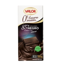 CHOCOLATE NEGRO 85  CACAO SIN AZUCAR A  ADIDO VALOR 100 GR
