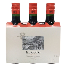 Vino tinto crianza D O Rioja El Coto Pack 3 x 187 ml 