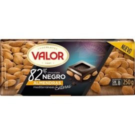 CHOCOLATE NEGRO 82  CACAO CON ALMENDRAS VALOR 250 GR