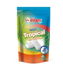 CHICLE TROPICAL SIN AZ  CARES IFA ELIGES 37 CHICLES 45 GR