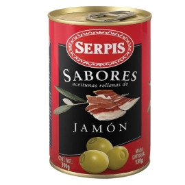 ACEITUNAS RELLENAS DE JAMON SERRANO 300 gr SERPIS