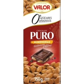TABLETA DE CHOCOLATE PURO CON ALMENDRAS 0  DE AZUCAR VALOR 150 GR