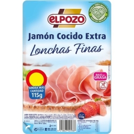 JAMON COCIDO EXTRA LONCHAS FINAS EL POZO 115 GR